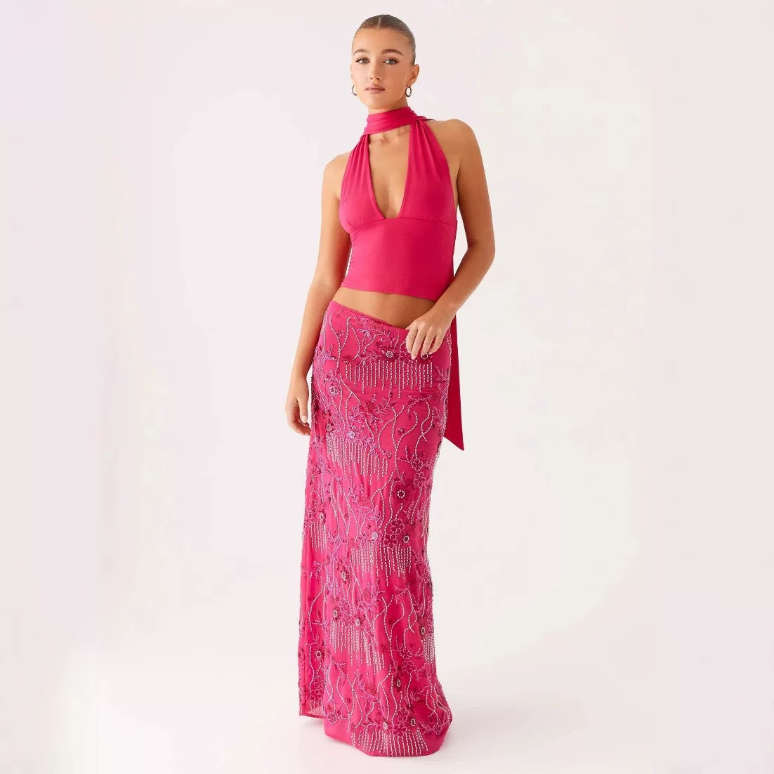 Echo Embellished Maxi Skirt
