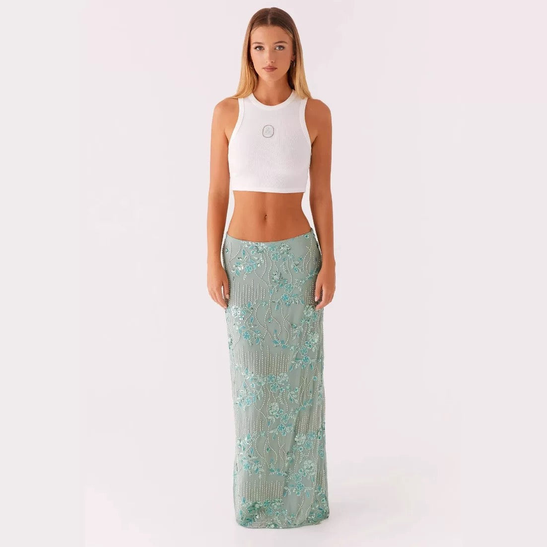 Echo Embellished Maxi Skirt