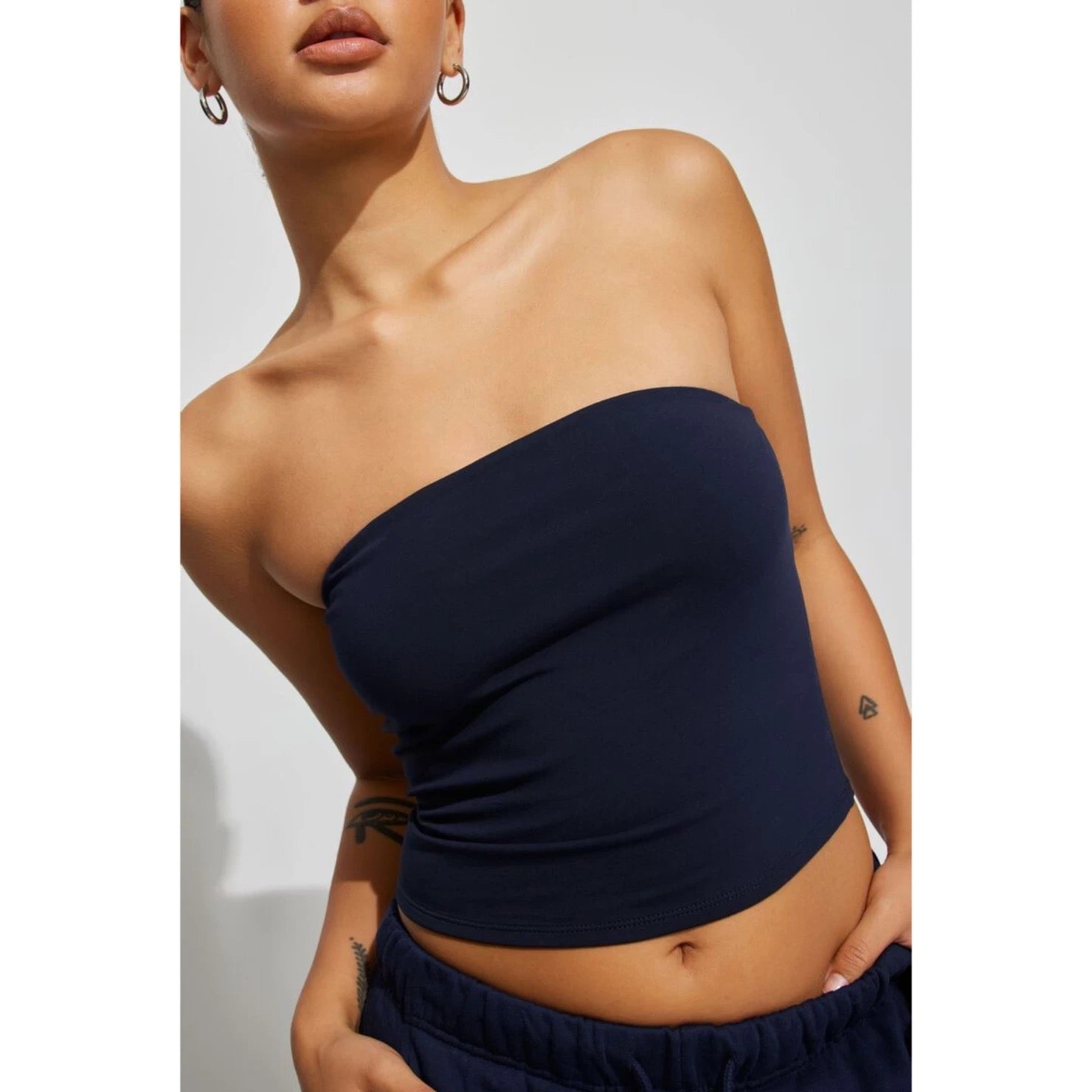 Classic Strapless Bandeau Top – Navy