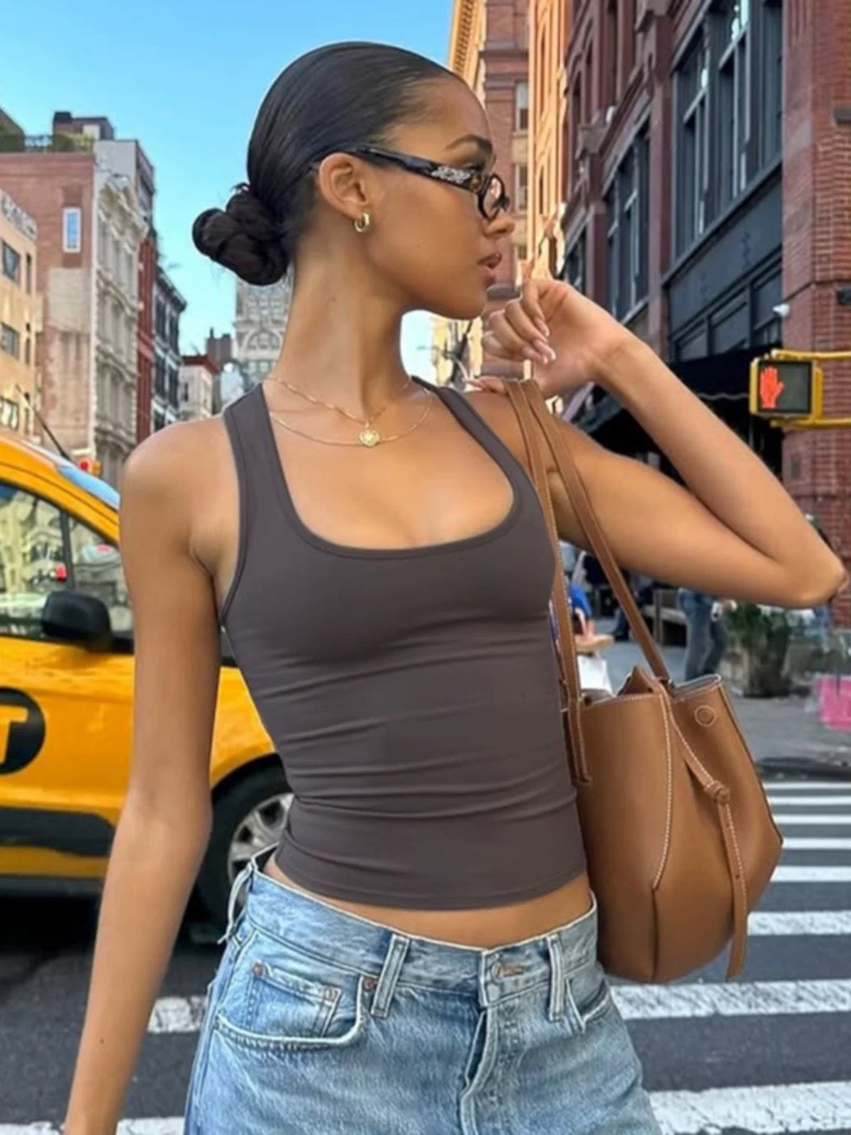 Chocolate Brown Fitted Tank Top