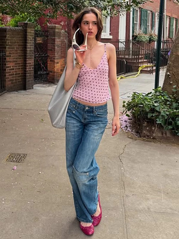 Pink Polka Dot Cami Top